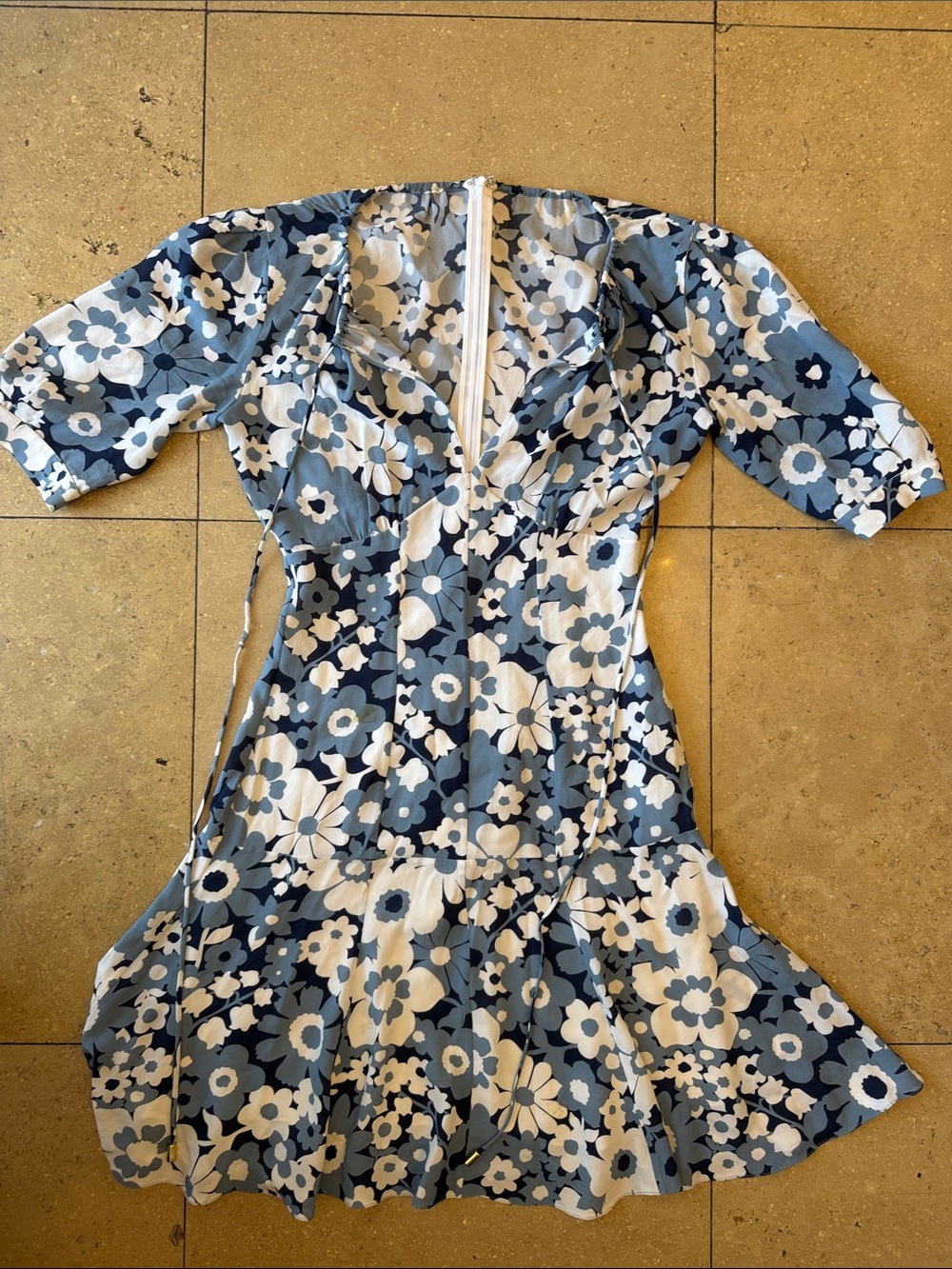 Michael Kors Collection Blue and White Floral Midi Dress